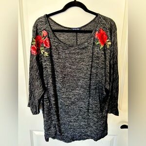 Olivia Blu Plus Size Floral Embroidered Top - Size 3X